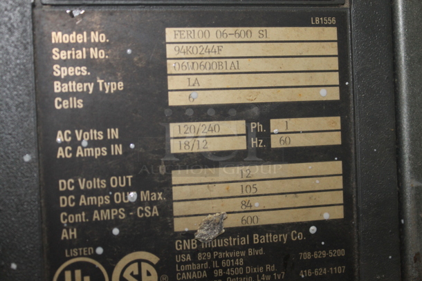 Fer Charger 100 FER100 06-600 S1 Gray Metal Intelligent Power System Battery Charger. 120/240 Volts, 1 Phase. BUYER MUST REMOVE. - Image 5 of 5