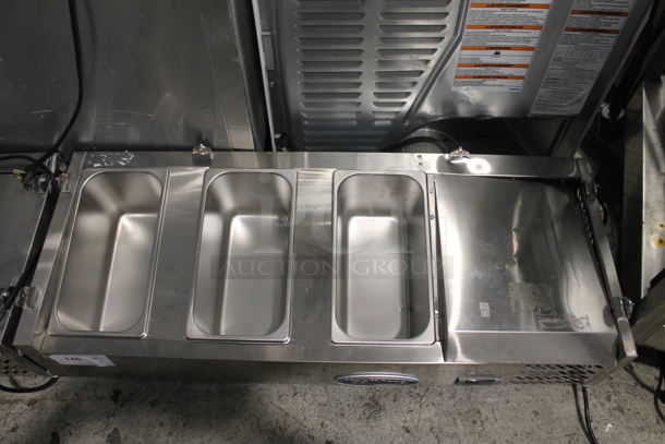 BRAND NEW SCRATCH AND DENT! KoolMore SCDC-3P-SSL Stainless Steel Commercial Countertop Refrigerated Rail w/ 3 Drop In Bins. 115 Volts, 1 Phase. Tested and Does Not Power On - Image 4 of 11