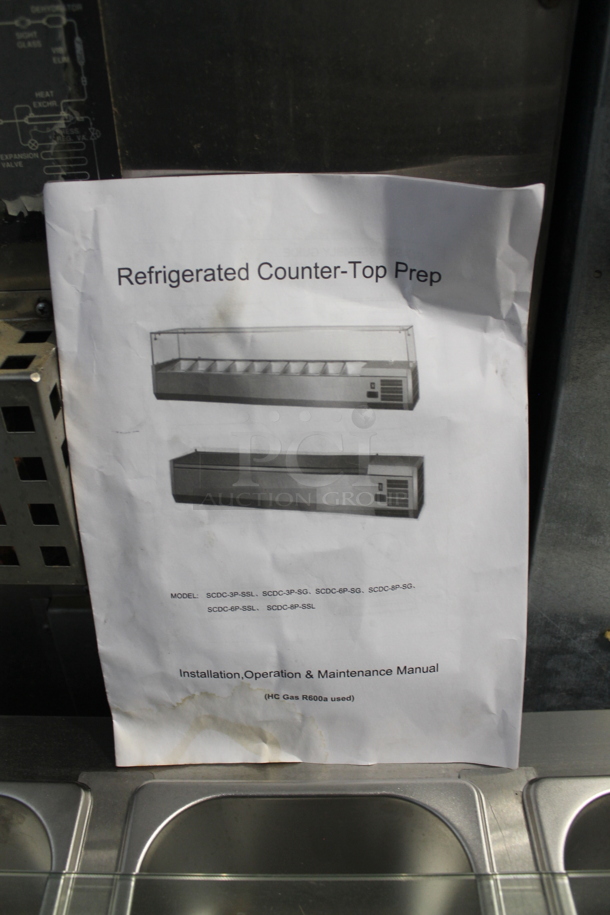 BRAND NEW SCRATCH AND DENT! KoolMore SCDC-6P-SG Stainless Steel Commercial Countertop Refrigerated Rail w/ 6 Drop In Bins and 1 Glass Sneeze Guard Panel. 115 Volts, 1 Phase. Tested and Working! - Image 2 of 12