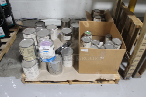 ALL ONE MONEY! PALLET LOT of Various Items Including Water Based Epoxy Primer and Pro Guard Coatings. BUYER MUST REMOVE.