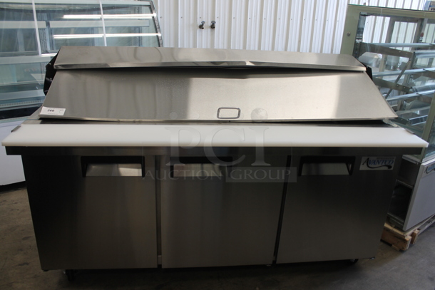 BRAND NEW SCRATCH AND DENT! Avantco 178APT71MHC Stainless Steel Commercial 71" Sandwich Salad Prep Table Bain Marie Mega Top on Commercial Casters. Tested and Working! - Image 1 of 7