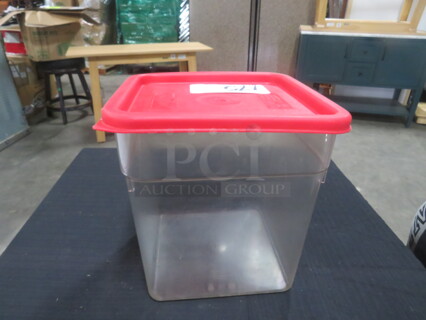 One 8 Quart Food Storage Container With Lid.