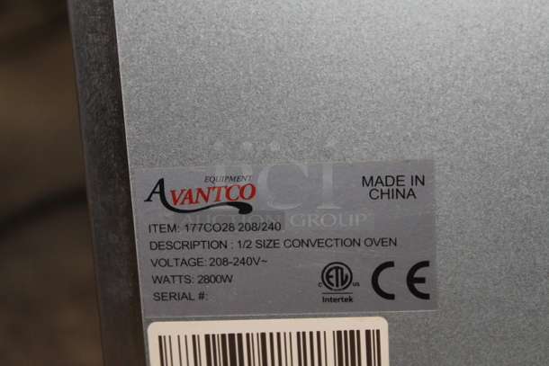 Avantco 177CO28 Stainless Steel Commercial Countertop Electric Powered Convection Oven. 208-240 Volts, 1 Phase. - Image 9 of 9