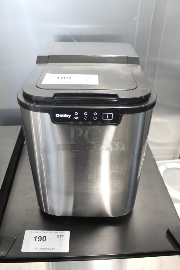 BRAND NEW SCRATCH AND DENT! Danby DIM2500SSDB Stainless Steel Commercial Countertop 25 Pound Ice Machine. 115 Volts, 1 Phase. Tested and Working! - Image 1 of 9