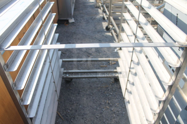 BRAND NEW! Metal Commercial Pan Transport Rack on Commercial Casters w/ Top Guide for Rack Oven. Stock Picture - Cosmetic Condition May Vary.  - Image 3 of 5