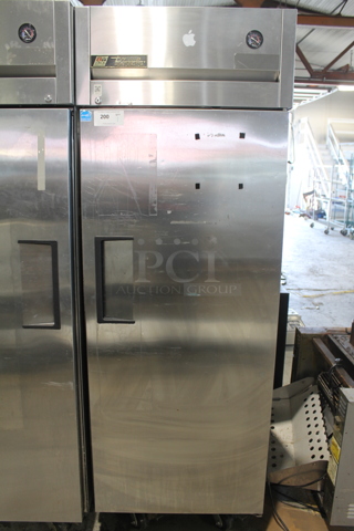 2015 True TG1R-1S ENERGY STAR Stainless Steel Commercial Single Door Reach In Cooler w/ Poly Coated Racks on Commercial Casters. 115 Volts, 1 Phase. Tested and Working!