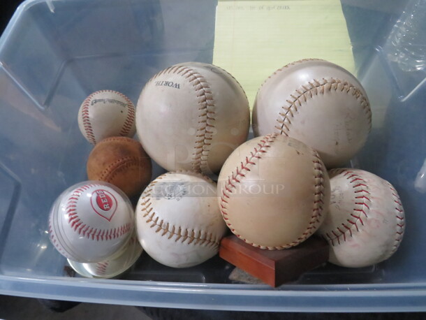 One Lot Of Assorted Baseballs/Softballs. - Image 1 of 1