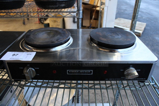Chef Built Model CHP-80 Metal Countertop Electric Powered 2 Burner French Top Range. 120 Volts, 1 Phase. 20x12x5.5