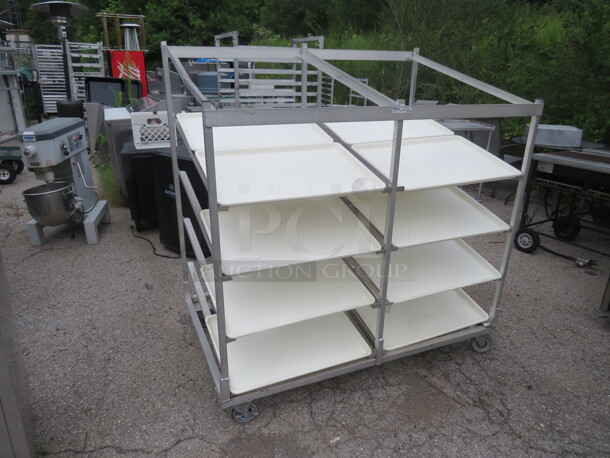 One Winholt Aluminum Double Rack With 10 18X26 Bakery Trays. 55.5X36X60 - Image 2 of 2