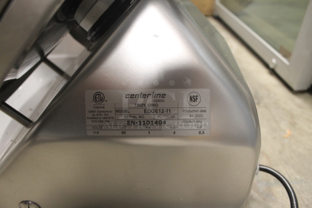 BRAND NEW SCRATCH AND DENT! 2022 Hobart Centerline EDGE12-11 Commercial Stainless Steel Electric Countertop Meat/Cheese Slicer On Rubber Feet. 115V, 1 Phase. Tested and Working! - Image 9 of 9