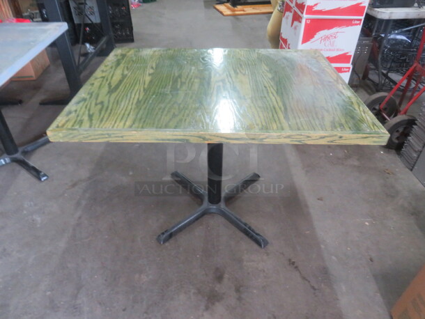 One Wooden Table Top In A Green Finish On A Pedestal Base. 42X32X29 - Image 1 of 2