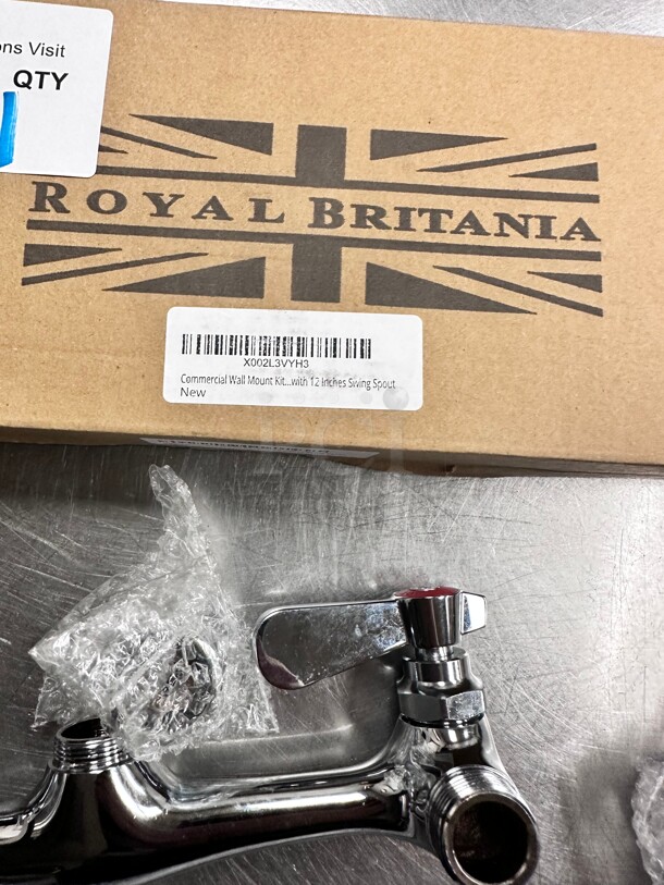 New! Royal Britania Commercial 12 inch Wall Mounted Swing Spout Swivel Faucet with 8 inch Centers - Image 9 of 10