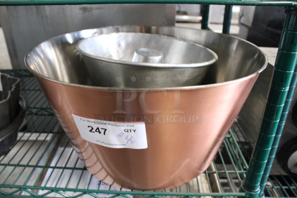 4 Various Metal Bowls. Includes 16.5x16.5x9. 4 Times Your Bid!