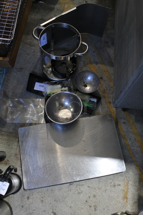 ALL ONE MONEY! Lot of Various Metal Including Chafing Dish Frame and Bowl - Image 1 of 7