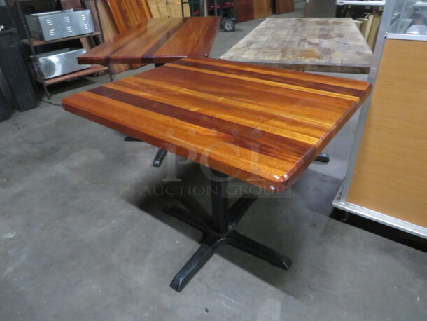 One BEAUTIFUL 2 Inch Thick Butcher Block Wooden Table Top On a Pedestal Base. 36X30X29 - Image 2 of 3