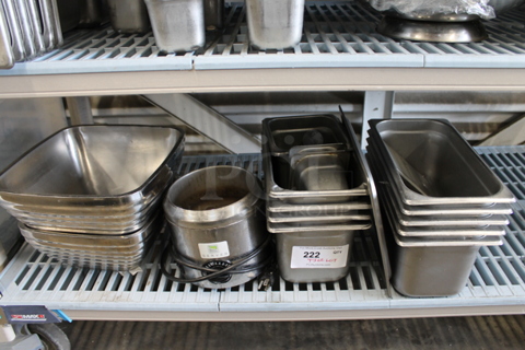 ALL ONE MONEY! Lot of Metal Including Bowls, Drop In Bins and Server FS-2 Topping Warmer.