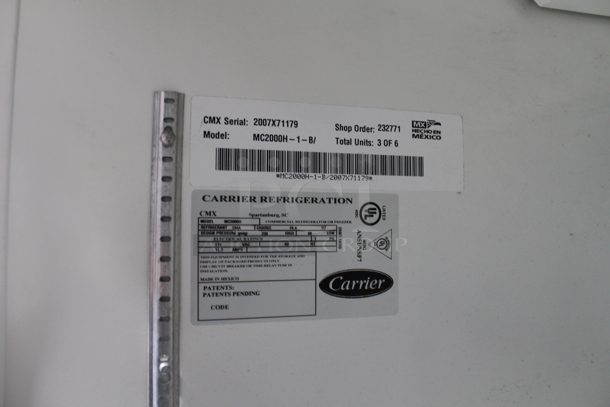 Carrier MC2000H Metal Commercial 3 Door Reach In Cooler Merchandiser. 115 Volts, 1 Phase. Tested and Powers On But Does Not Get Cold - Image 4 of 6
