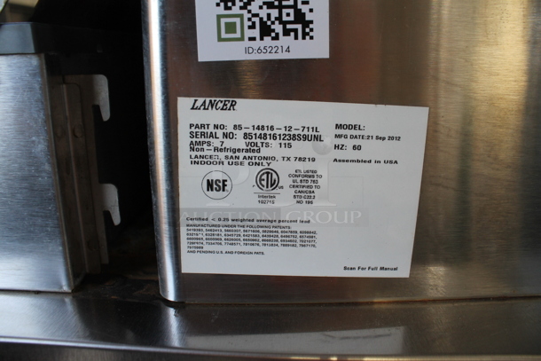 Lancer Stainless Steel Commercial 16 Flavor Carbonated Beverage Machine on Soda Station. - Image 6 of 6