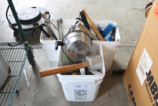 ALL ONE MONEY! Lot of 3 Poly Buckets of Utensils! - Image 1 of 4