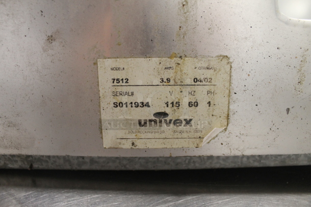 Univex 7512 Stainless Steel Commercial Countertop Meat Slicer w/ Blade Sharpener. 115 Volts, 1 Phase. Tested and Working! - Image 5 of 5