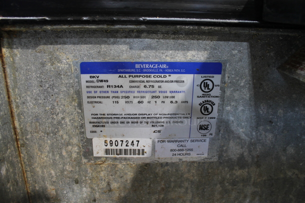 Beverage Air DW49 Stainless Steel Commercial Back Bar Bottle Cooler w/ Speedwell and 2 Sliding Lids. 115 Volts, 1 Phase. Tested and Powers On But Does Not Get Cold - Image 6 of 6