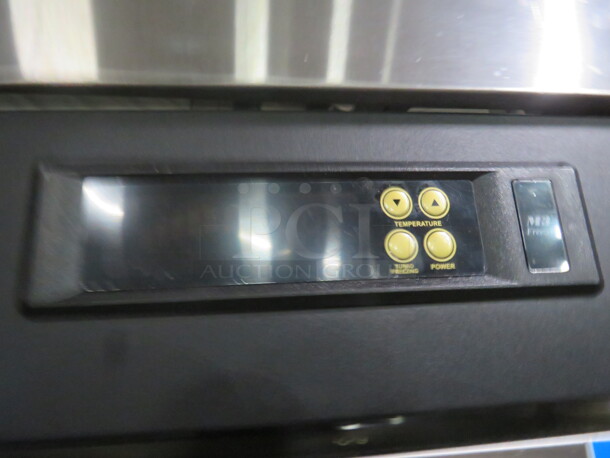 One WORKING Turbo Air Stainless Steel 2 Door Freezer With 5 Racks, And Keys On Casters. Model# M3R47-2-N. 115 Volt. 51X31X83. $4545.87 - Image 4 of 5