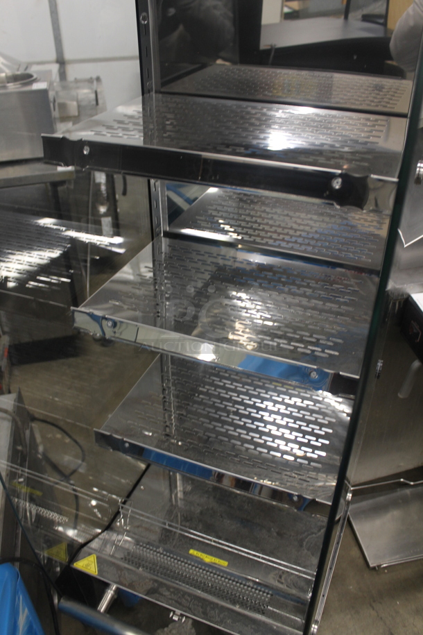 Marchia MHS220 Stainless Steel Commercial Reach In Grab N Go Merchandiser w/ Metal Shelves on Commercial Casters. 220 Volts, 1 Phase.  - Image 4 of 8