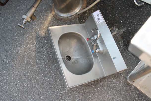 Stainless Steel Commercial Single Bay Wall Mount Sink w/ Faucet and Handles. - Image 2 of 2