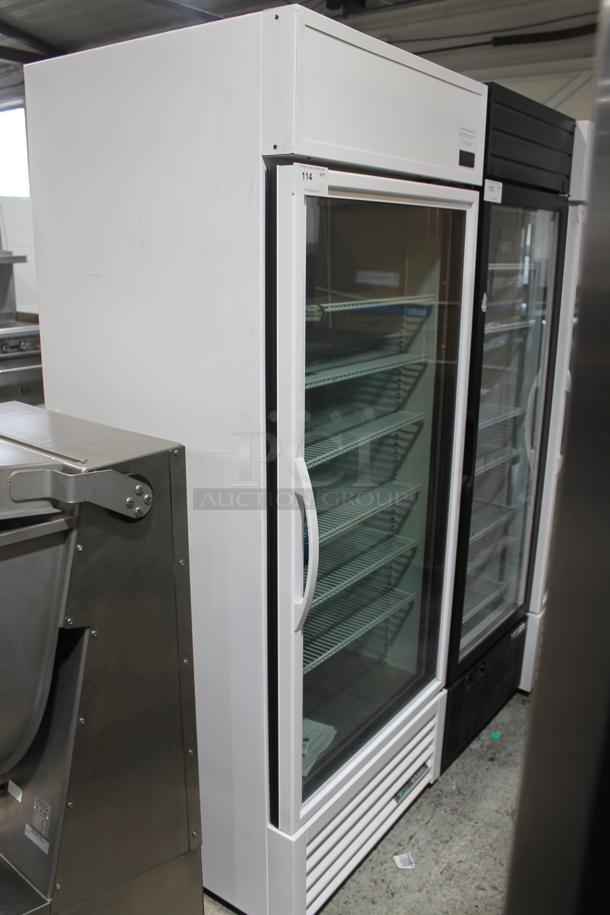 2021 True TSCI-600R-G-PH Metal Commercial Single Door Reach In Cooler Merchandiser w/ Poly Coated Racks. 115 Volts, 1 Phase. Tested and Working!