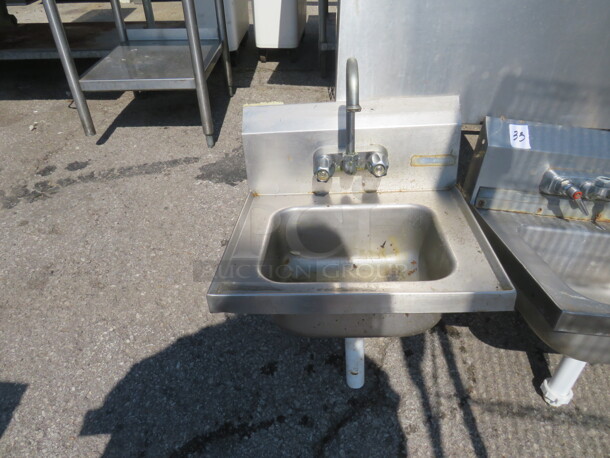 One Stainless Steel Handsink With Faucet. 17X16X19