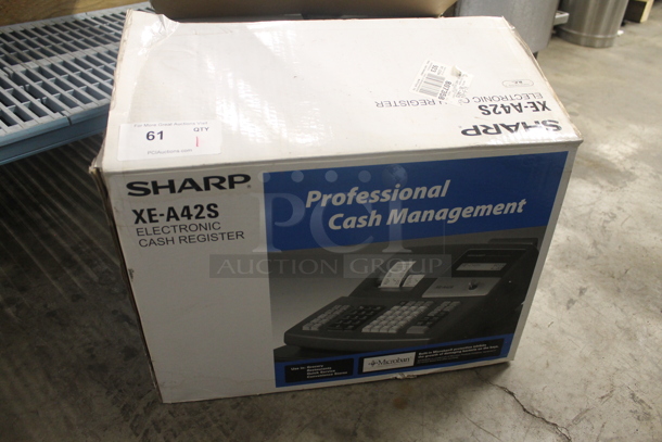 IN ORIGINAL BOX! Sharp XE-A42S Metal Countertop Electronic Cash Register w/ Key. - Image 5 of 5