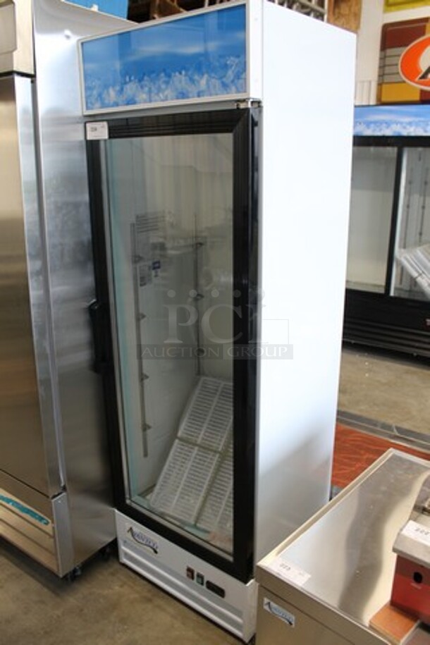 BRAND NEW SCRATCH AND DENT! 2023 Avantco 178GDC15HCW Metal Commercial Single Door Reach In Cooler Merchandiser w/ Poly Coated Racks. 115 Volts, 1 Phase. Tested and Working! - Image 3 of 6