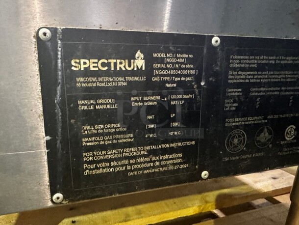 Spectrum NGGD-48M 48" Natural Gas Manual Griddle! - Image 4 of 7