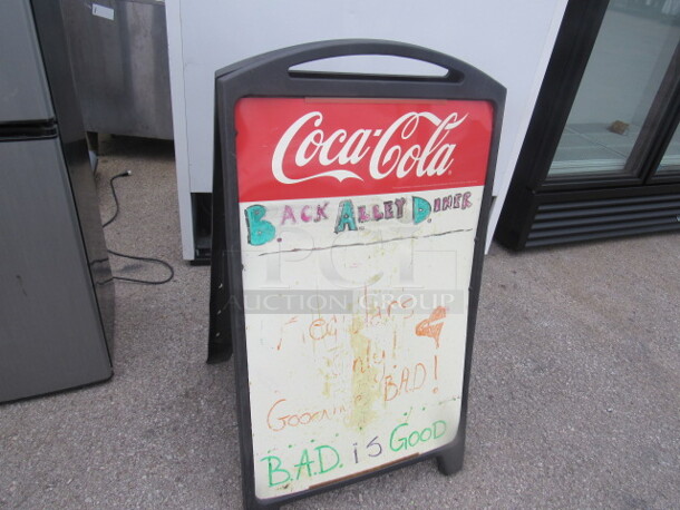 One Coca Cola Dry Erase Sidewalk Sign. 24X42