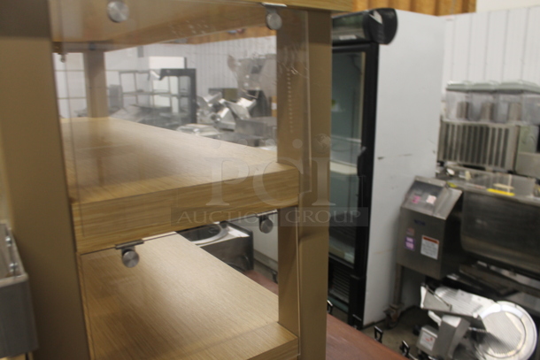 Wood Pattern 5 Tier Shelving Unit w/ Poly Doors. - Image 6 of 6