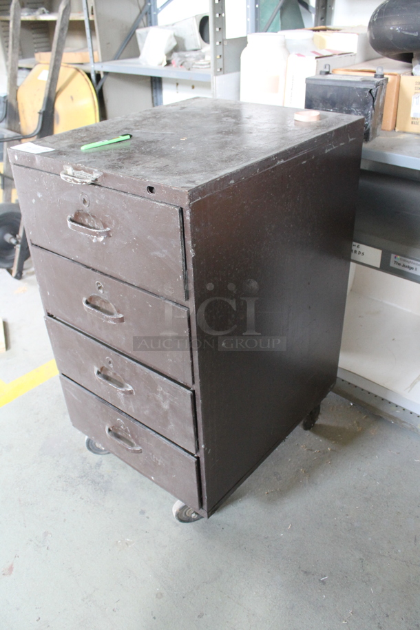Brown Metal 4 Drawer Filing Cabinet on Commercial Casters. BUYER MUST REMOVE. - Image 3 of 7