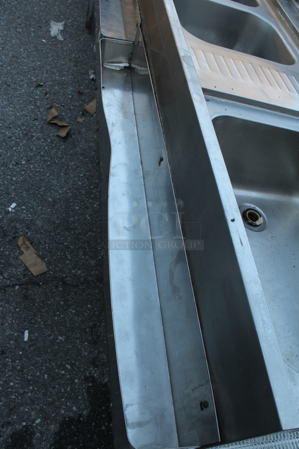 Stainless Steel 3 Bay Bar Sink w/ Dual Drain Boards, Right Side Ice Bin, 2 Speedwells, Faucet and Handles. Bays 12x14x9.5 - Image 6 of 7
