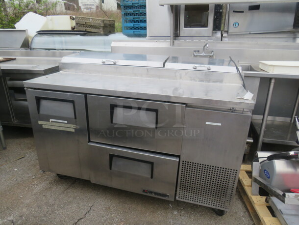 One True 1 Door, 2 Drawer Refrigerated Prep Table On Casters. Model# TPP-60-D-2. 115 Volt. 60X32X42 - Image 1 of 2