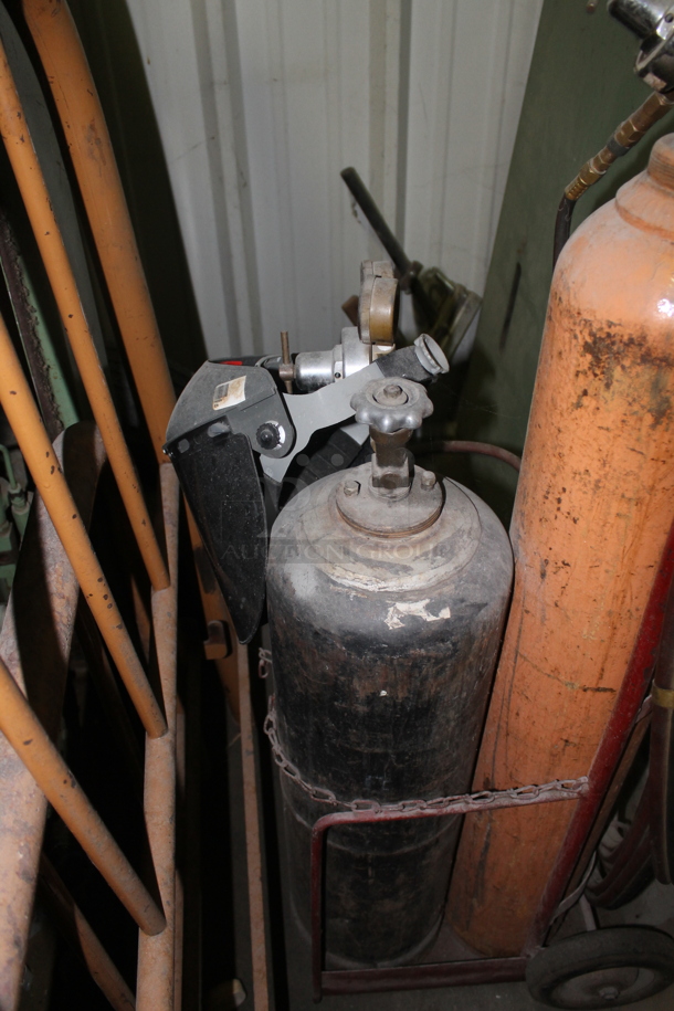 ALL ONE MONEY! Lot of 3 Various Tanks in Metal Frame Including Oxy-acetylene Torch. - Image 4 of 4