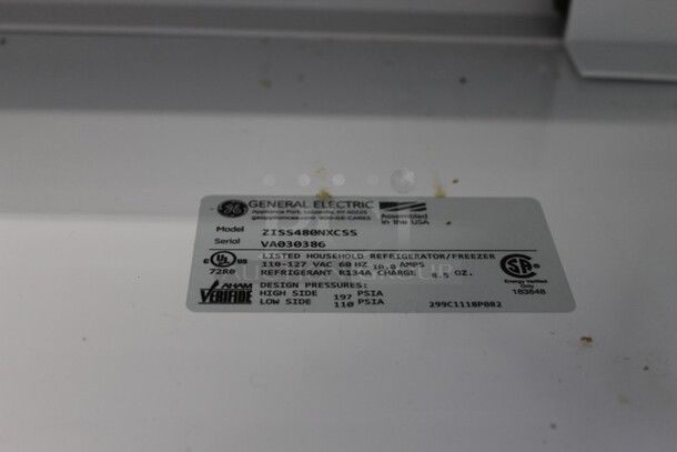 General Electric GE ZISS480NXCSS Stainless Steel Cooler Freezer Combo Unit. 115 Volts, 1 Phase. Tested and Powers On But Does Not Get Cold - Image 5 of 5