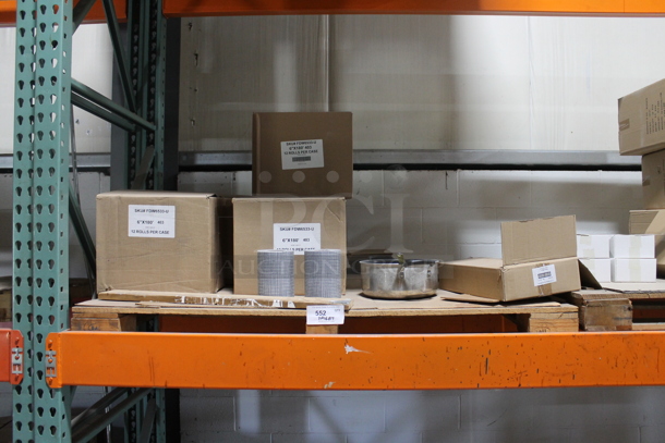 ALL ONE MONEY! PALLET LOT of Various Items Including Metal Pot and Rolls. BUYER MUST REMOVE. - Image 1 of 5