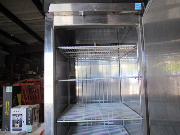 One Norlake 1 Door Stainless Steel Freezer With 4 Racks On Casters. 115 Volt. Model# F23-S. 27X31X84. $4435.00 - Image 4 of 5