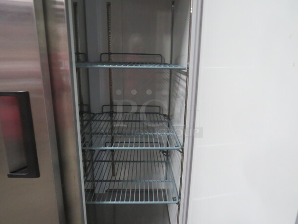 One WORKING Avantco 2 Door Reach In Freezer With 6 Racks, On Casters. 115 Volt. Model# 178A35FHC. 40X30X83 - Image 4 of 4