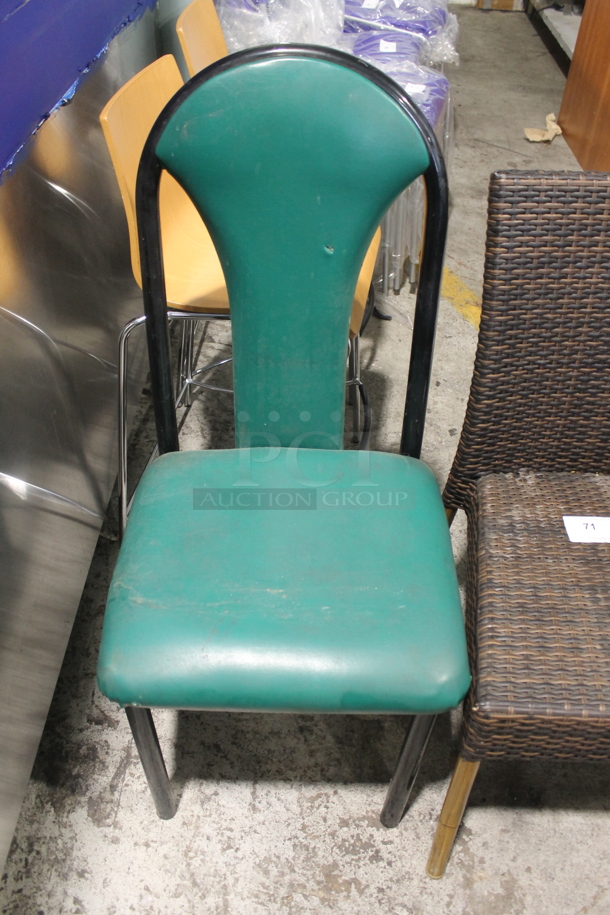 2 Various Dining Height Chairs; Brown Wicker Style and Green w/ Black Metal Frame. Includes 17x18x40. 2 Times Your Bid! - Image 2 of 6