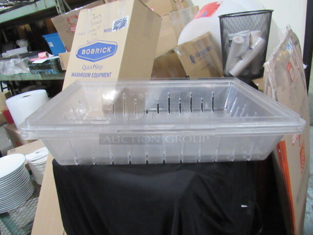One 18X26X5.5 Perforated Food Storage Container. 