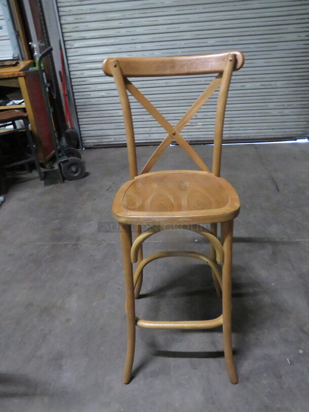 Wooden Bar Height Chair With Footrest. 2XBID - Image 1 of 2