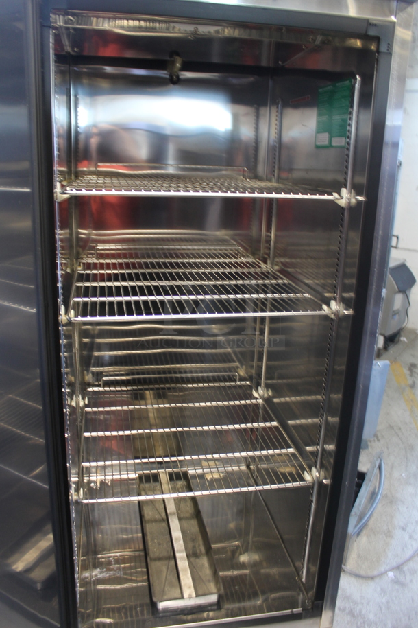Turbo Air TSR-23SD Stainless Steel Commercial Single Door Reach In Cooler w/ Poly Coated Racks on Commercial Casters. 110-120 Volts, 1 Phase. Tested and Powers On But Does Not Get Cold - Image 2 of 6
