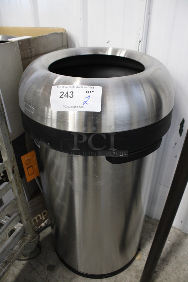 2 Chrome Finish Trash Cans. 16x16x31. 2 Times Your Bid! - Image 4 of 4