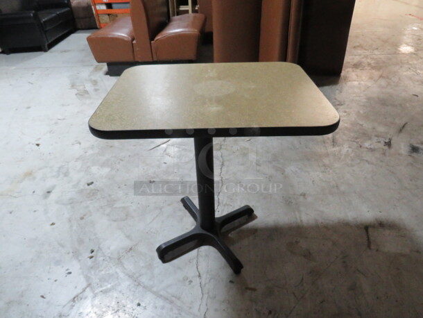 One Green Laminate Table Top On A Pedestal Base. 30X24X29 - Image 1 of 2