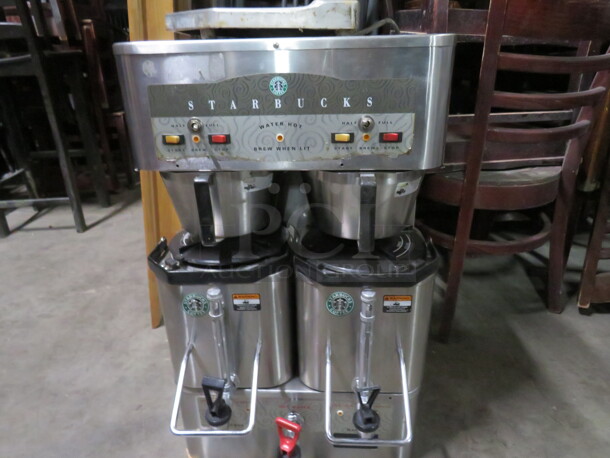 One Starbucks Cecilware Grindmaster Brewer With 2 Filter Baskets And 2 Satellites. Model# P-400EST. 120/208-240 Volt. 1 Phase. 18X18X30. $4048.08.